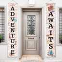 Adventure Awaits Bon Voyage Banner Garland Party Decoration Set Travel Themed Porch Sign Adventure for Indoor/Outdoor Retirement Moving Relocation Travel Wedding Bachelorette Party Decorations (Khaki