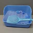 Hamiledyi Guinea Pig Potty Training Small Animal Litter Box Ferret Litter Box Bunny Plastic Square Cage Toilet with Grate(Blue)