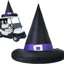 Leyndo 5 Pcs Halloween Inflatable Witch Hat Golf Cart Decoration Blow Ups Witch Hat for Golf Cart Decor with 2 LED Lights and 1 Power Cord for Halloween Holiday Yard Lawn Garden Decor(4ft)