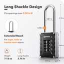 2.76 in Long Shackle Combination Lock | 4-Digit Padlock for Gym Locker, Cabinets, Toolboxes, Gates, Fences, Sheds | 1-Pack, Black/Silver