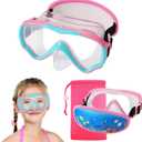 Swim Goggles Kids 6-14, Diving Mask No Tangle StrapWater Goggles Nose Cover for JR / Youth (1PK - Pink & Blue)