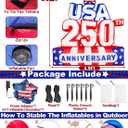6FT 250th Anniversary 4th of July Inflatables Outdoor Decorations Patriotic Blow Up Yard Decorations with LED Lights Fourth of July Memorial Independence Day Party Garden Holiday Outside Decor