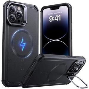 ESR for iPhone 14 Pro Max Case with Stand, 23 ft Military-Grade Drop Protection Heavy Duty Magnetic Phone Case, Compatible with MagSafe Accessories, Cyber Series, Black