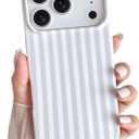 Yeddabox for iPhone 17 Pro Case Cute Striped Phone Case Soft TPU Slim Shockproof Phone Cover for Women Girls, Blue and White