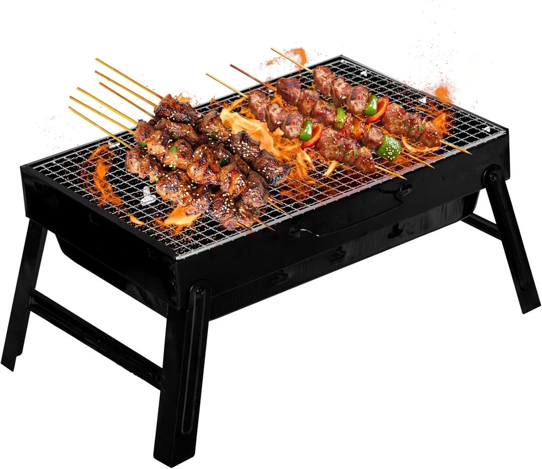 Gardenised Portable Charcoal Grill Foldable Stainless Steel BBQ for Camping Backyard Tailgating Hiking Picnic Travel Beach Parties Garden Gatherings Poolside Cooking Skewers & Outdoor Barbecues, Small