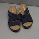 TEMOFON Wedge Sandals for Women Summer: Dressy Low Heel Sandals Black/Navy/White, Comfortable Walking, Arch support, Casual Slip on Summer Shoes, Size 8