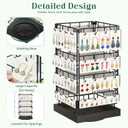 EsLuker.ly Rotating Earring Display Holder Stand for Vendors Events Selling, Large Capacity 64 Hooks Jewelry Rack with Wooden Base for Earring Card Sales, Enhances Retail Visibility