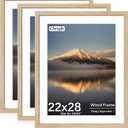 22X28 Poster Frame, Display Pictures 18X24 with Mat or 22X28 Without, Wall Hanging Frames, Natural Oak, 3 Pack