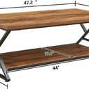 HOMISSUE Coffee Table, Rustic Rectangle Coffee Table with 2-Tier Storage, Engineered Wood Center Table with Open Shelves, Minimalist Coffee Table for Living Room, 47 Inch, Oak Brown