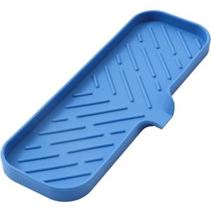 MicoYang Silicone Bathroom Soap Dishes with Drain Spout-Bathroom and Kitchen Sink Organizer,Sponge Holder,Dish Soap Tray,Perfect for Dispenser,Scrubber,Bottle,Cup on Sink or Counter-Lichen Blue 12"4"
