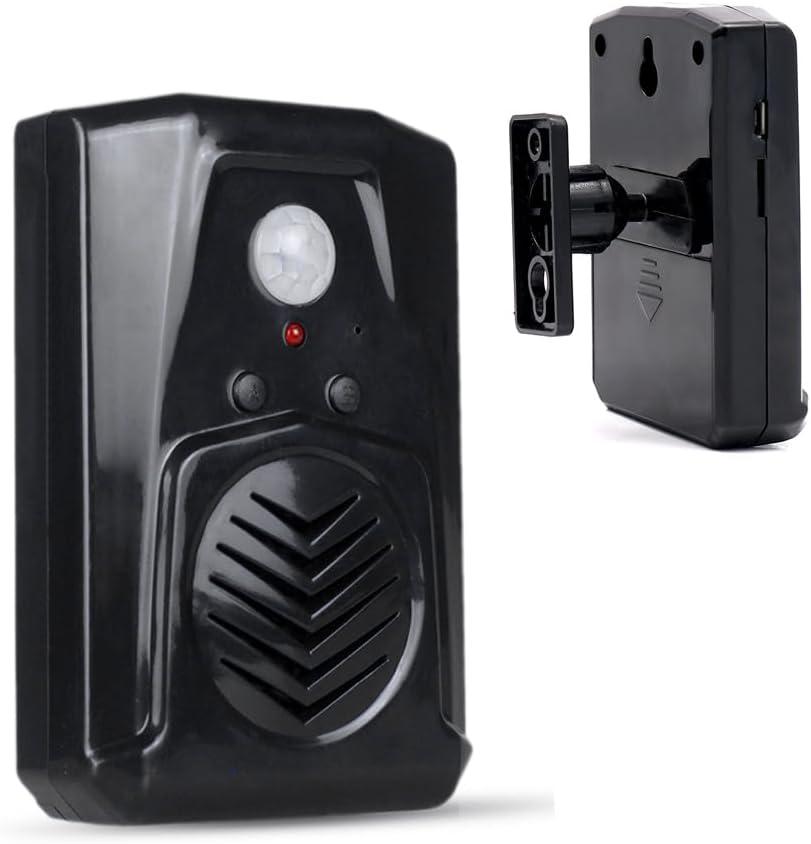 Replaceable Voice Motion Sensor PIR Infrared Sound Player Haunted House Scream Box Speaker with USB Download Function Christmas MP3 Horror Happy Music Motion Activated Voice Playe (Black)