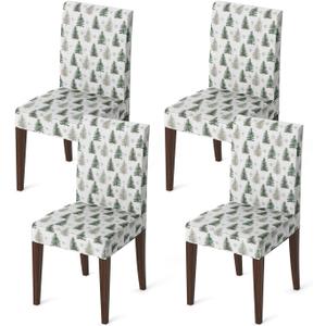 Horaldaily 4PCS Christmas Dining Chair Covers,Watercolor Christmas Trees Stretch Removable Washable Slipcover Chair Protector for Dining Room Home Decor (Green)