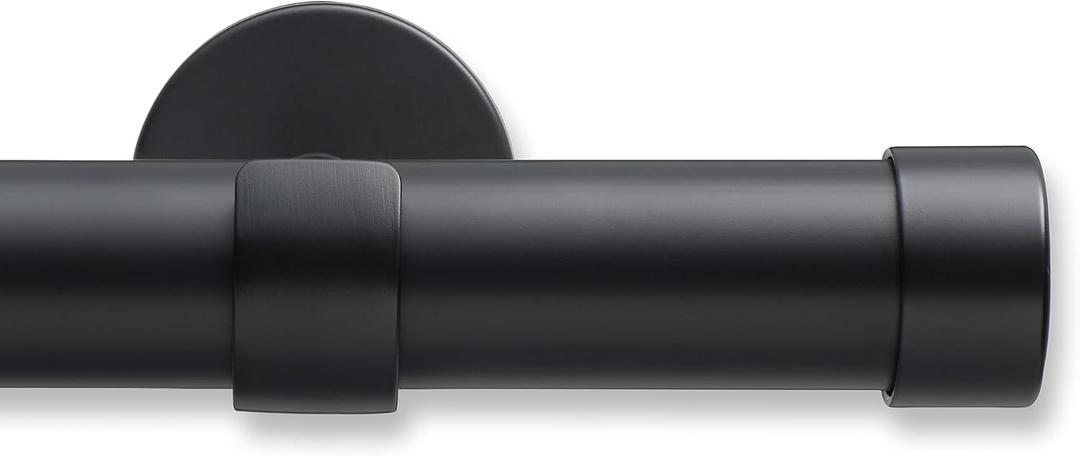 Cambria Designer Satin Black Fixed Length Luxury Curtain Rod - 4.5 ft