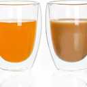 [4-Pack,12Oz] Glass Cups, Double Walled Thermo Espresso Glasses, Insulated Coffee Mugs, Drinking Glasses