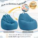 Outdoor Bean Bag Chair Set with Ottoman, Waterproof, Teardrop Boat Bean Bags and Matching Square Footrest, Breathable Weather Resistant Fabric for Marine Patio Pool(Blue)