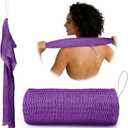 Bathway African Net Sponge Authentic, 47 inches Exfoliating Body Scrubber, Back Scrubber for Shower, African Bath Sponge with Knots, Durable Loofah Washcloth for Women & Men Daily Use (Purple)