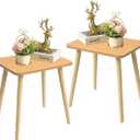 FORAOFUR End Tables Living Room Set of 2, Side Tables for Small Spaces, Modern Side Table Accent Tables with Wooden Legs for Living Room, Bedroom, Easy Assembly (Nature)