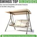 2 Person Swing Replacement Top Cover, Waterproof Anti-UV Canopy Compatible with Garden Treasures Outdoor Garden Swing, Light Beige