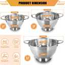 Stainless Steel Colander Set of 3 (1.5-3-5Quart) | Durable Rice and Pasta Strainer with Handle | Oversized Handles | Nesting Design | Rust-Resistant & Dishwasher Safe