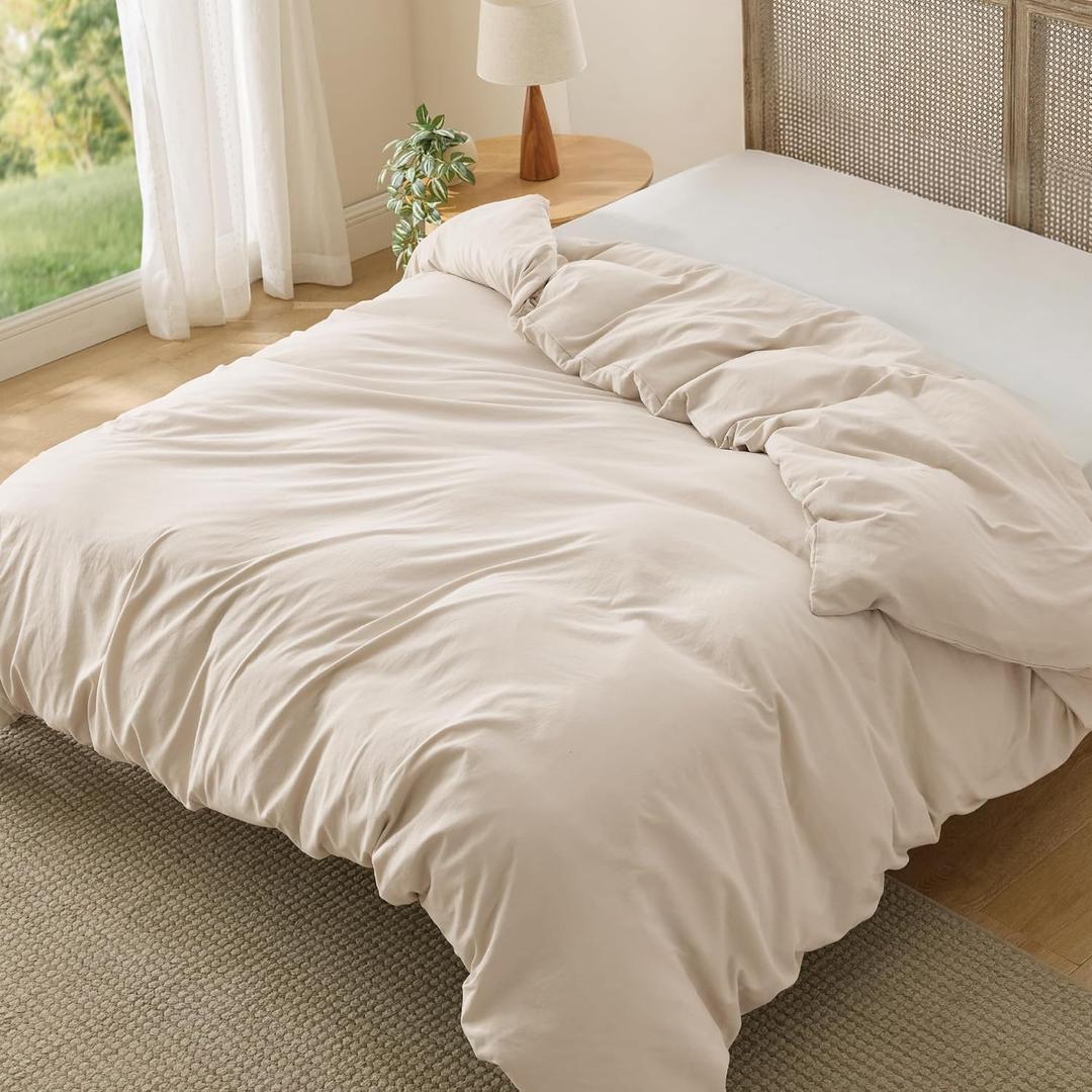 Bedsure Oat Milk Duvet Cover King Size Only - Prewashed Cotton-Like Polyester Extra Soft All Season Bedding, Includes 1 Duvet Cover 104x90 Inches with Zipper Closure, (No Comforter)