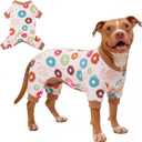 KYEESE Dog Pajamas, Soft Dog Pajamas for Medium Large Dogs Boy Girl, Stretchy Dogs Pjs Velvet Pet Jumpsuit Sleepwear, Comfy Jammies Lightweight Pet Onesie Outfit, Donut, 2XL