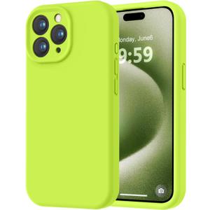 LOVE 3000 Designed for iPhone 15 Pro Max Case, Premium Silicone with [Soft Anti-Scratch Microfiber Lining] Shockproof Protective Phone Case for Men Women Girls 6.7", Fluorescent Green