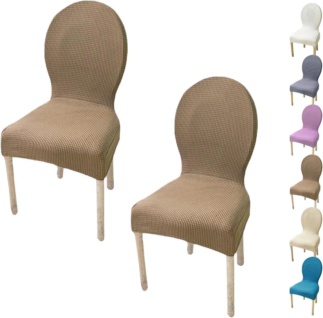 Dining Chair Slipcovers, Dining Room Chair Back Covers, Round Back Dining Room Chair Covers,  Dining Chairs Slipcovers Protectors, 2 Pcs