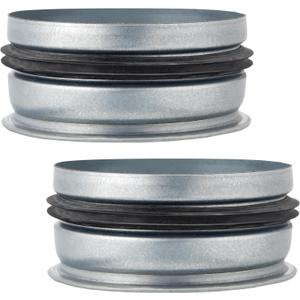 VIHOSE 2 Pcs 4 Inch Od Dryer Vent Cap with Rubber Gasket Round Dryer Vent Cover Inside Galvanized Steel Tee Duct End Cap Pipe Cover Metal Plug for Outdoor and Indoor HVAC Systems