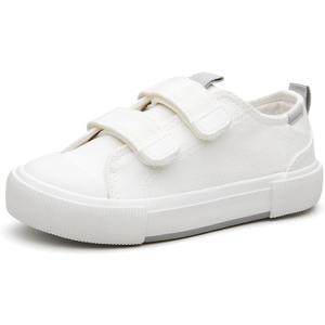 Toddler Low Top Canvas Sneakers Adjustable Straps Boys and Girls Slip on Shoes (White) Size 8