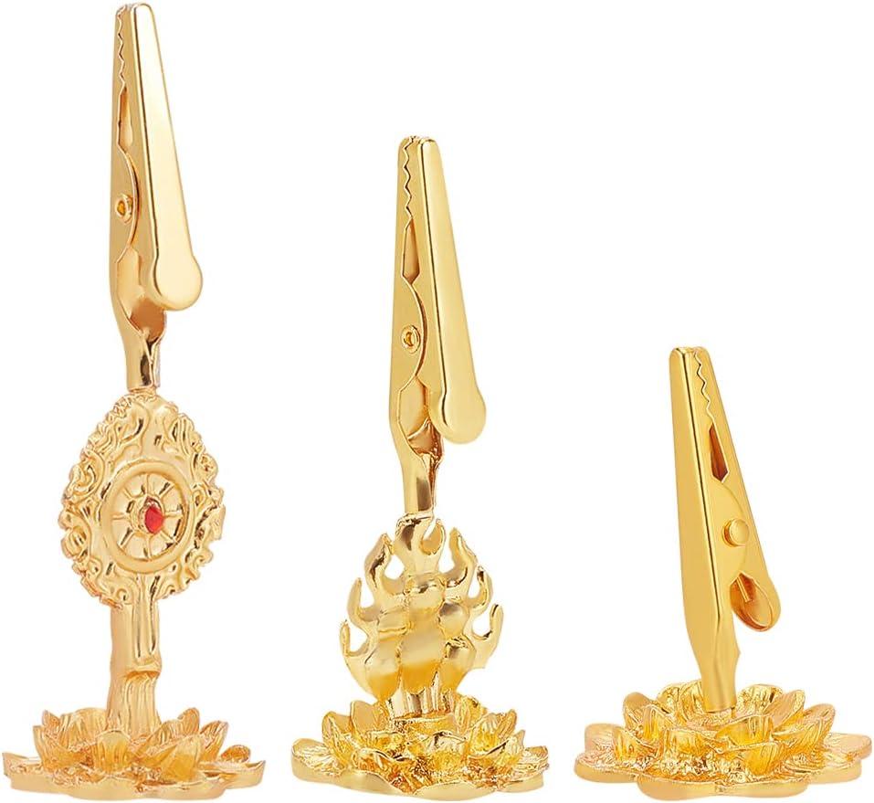 WEBEEDY 3pcs Incense Holder Clip Buddha Incense Burner Incense Stick Standing Clamp with Lotus Base Incense Ash Holder Buddhism Supplies Tabletop Decor for Home Office