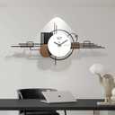 Modern Wall Clock for Living Room,Large Decorative Wall Clock,Creative Silent Clock Battery Operated Metal Wall Art for Entryway/Bedroom/Office/Dinning Room/Kitchen Decor 35''Lx16''W