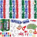 12 Pack Christmas No Snap Party Table Favor Decorations Christmas Poppers Crackers with Snowflake Design, with Party Hat, Joke & Surprise Toys Inside, for Xmas Seasonal Holiday Dinner Traditions (Green)
