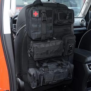 Universal Tactical Vehicle Back Seat Organizer with 5 Molle Pouch Molle Pouches Truck Seat Organizer Tactical Gear for Car Truck Ford Jeep Vehicle (Blcak)