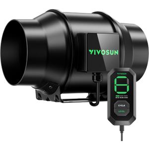 VIVOSUN AeroZesh G6 6-inch 388 CFM Inline Duct Fan, Entirely Programmable PWM-Controlled EC Fan for Grow Tent Ventilation