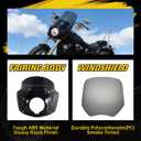Motorcycle Fairing 5.75" Headlight Fairing with 15" Motorcycle Windshield 39mm Mounting Hardware for Harley Sportster 1100 1200 Iron 883(Smoke)