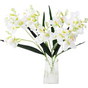 XZJMY 3Pcs Artificial Freesias Flowers, Artificial Lily for Wedding Home Party Garden Shop Office Decoration (White)