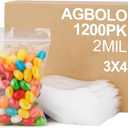 AGBOLO 1200Pcs Small Plastic Bag for Jewelry, 3x4'' Small Zip Bag Baggies Resealable, 2 Mil(2 Layer) Durable Small Zip Bag for Pill and Business - Clear