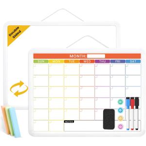 Colorful Whiteboard Calendar for Wall,16" x 12" Hanging Dry Erase Calendar Board, Monthly White Board for Home,School, Office