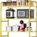 3 Tier 30" Wide Metal Wire Shelf, Stackable & Adjustable Gold Utility Shelves for Pantry, Garage, Closet Storage