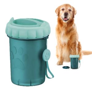 2 x Dog Paw Cleaner Cup - Plastic Paw Cleaner for Dogs w/Silicone Lid, Soft TPR Bristles & Removable Brush - Ideal Dog Paw Washer for Outdoor & Indoor Use - Easy-to-Use Paw Scrubber for Dogs, Teal