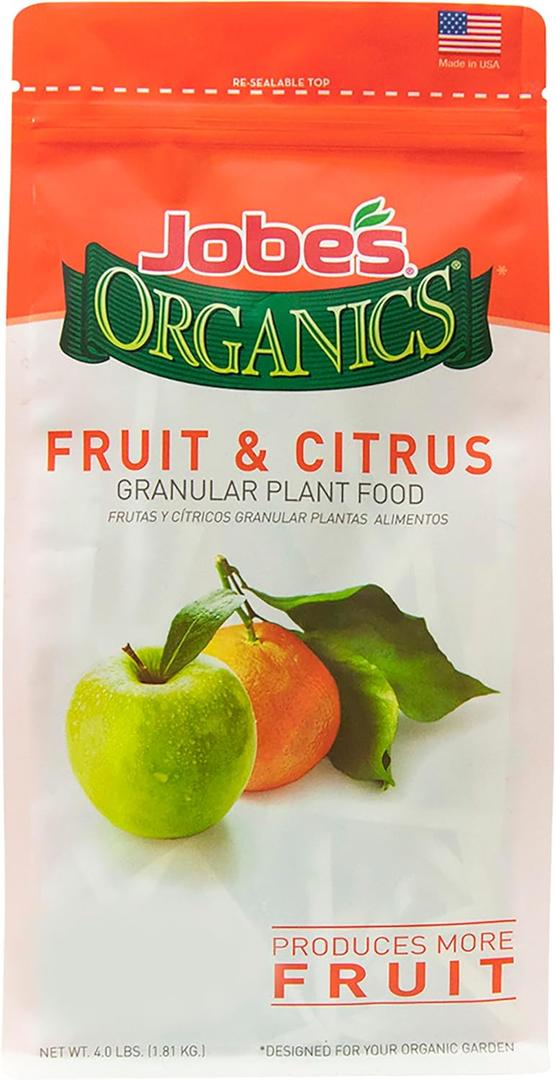 Jobes Organics Granular Garden Fertilizer, Easy Plant Care Fertilizer for Fruit and Citrus Plants and Trees, 4 lbs Bag