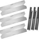Hongso Gas Grill Stainless Steel Heat Plate Shield and Cast Iron Burner Repair Kit Replacement for Jenn Air 720-0061, 3 Pack