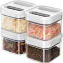 MR.SIGA 4 Pack Airtight Food Storage Container Set, BPA Free Kitchen Pantry Organization Canisters, One-handed Airtight Cereal Snack Candy Storage Containers, 360ml / 12.2oz, Small, White