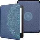 WALNEW Case for 6.8” Kindle Paperwhite 11th Generation 2021- Premium Lightweight PU Leather Book Cover with Auto Wake/ Sleep for Amazon Kindle Paperwhite 2021 Signature Edition/ Kids E-Reader, Blue Flowers
