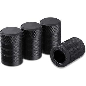 CKAuto Tire Valve Stem Caps, Black, 4 pcs/Pack, Anodized Aluminum Tire Valve Cap Set, Corrosion Resistant, Universal Stem Covers for Cars Trucks Motorcycles SUVs and Bikes