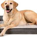 Furhaven Orthopedic Dog Bed for Large/Medium Dogs w/ Removable Bolsters & Washable Cover, For Dogs Up to 55 lbs - Luxe Faux Fur & Performance Linen Sofa - Charcoal, Large
