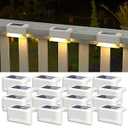 APONUO Solar Deck Lights 16 Pcs, Solar Step Lights Outdoor Waterproof Led Fence Light for Patio, Stairs, Garden Pathway (Warm White)