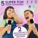 Mini Karaoke Machine for Kids Adults, Portable Bluetooth Speaker with 2 Wireless Microphones, LED Lights, Singing System for Family Home Party, Voice Changer, Boys Girls Karaoke Machine with Speaker