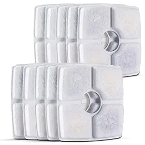 Cat Water Fountain Filters,10 Pack Replacement Filter Fit for Top Square 84oz/2.5L Cat Pet Fountain, 3 Filtration System