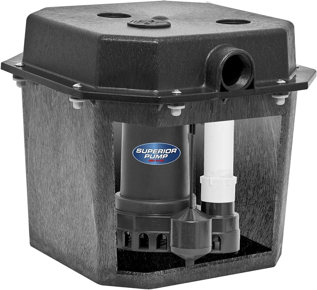 Superior Pump 92072-U 1/3 HP Remote Sink Drain Pump System, Black